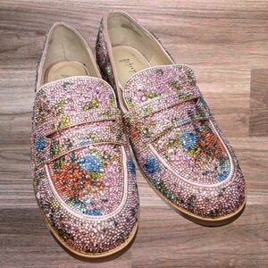 Betsey Johnson Women's Rhinestone Floral Penny Loafers SB-ARON Size 7